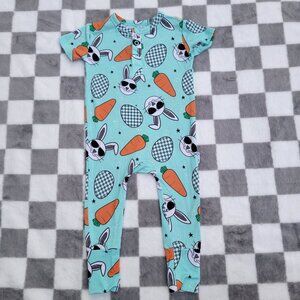 Gigi and Max Bamboo Easter Bunny Short Sleeve Romper Size 3-6m